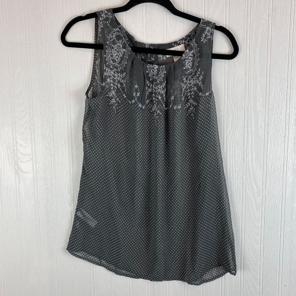 LOFT GRAY FLORAL SLEEVELESS‎ TANK SIZE SMALL